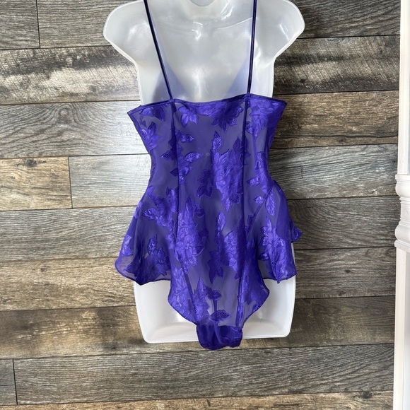 Vintage Victoria's Secret Gold Label Body Suit Women’s Small Purple Floral Sheer - Picture 5 of 8